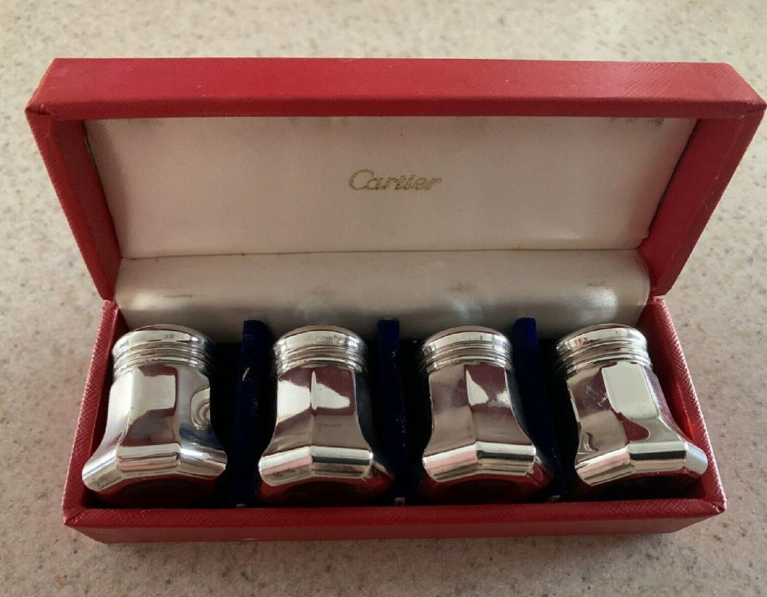 Cartier sterling silver salt and pepper with box: Cartier sterling silver salt and pepper with box