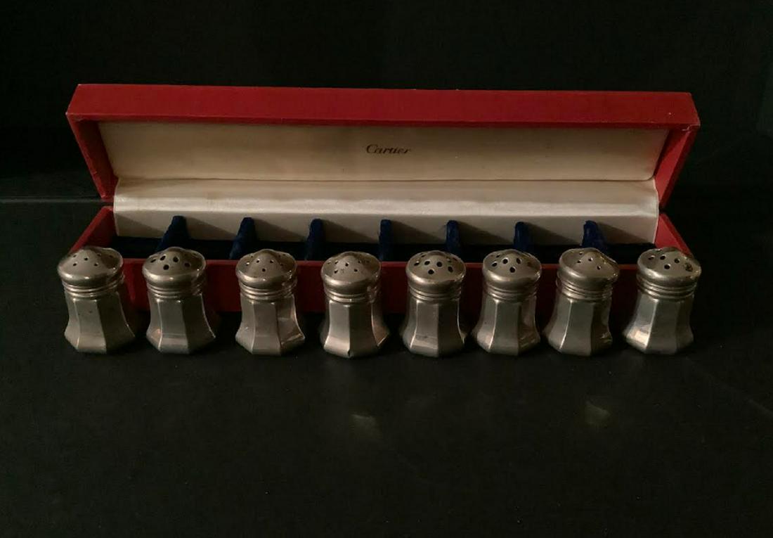 Cartier Signed Sterling salt & pepper shakers with box (1 of 6)
