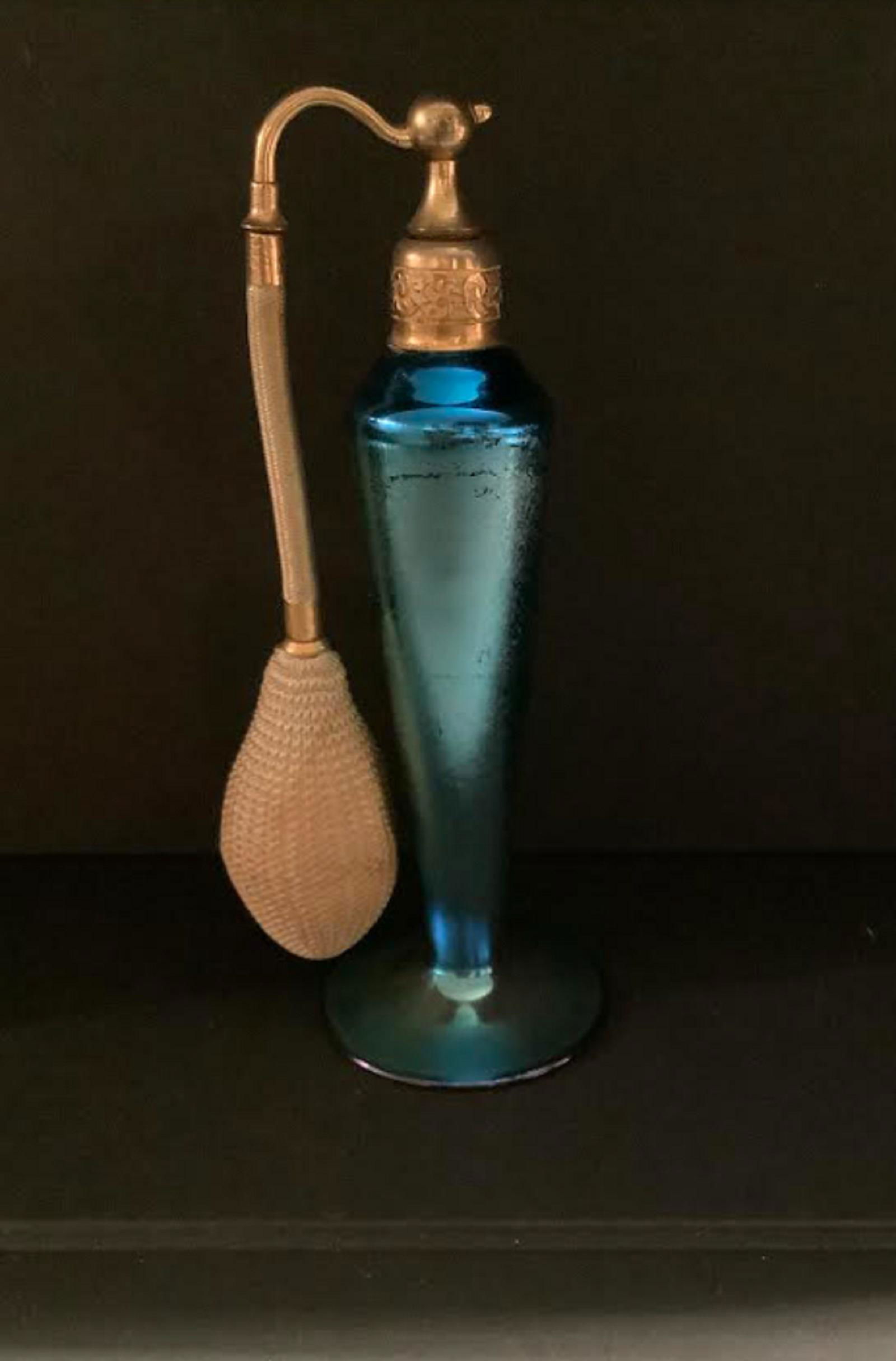 Signed Steuben signed blue aurene Perfume atomizer (1 of 7)