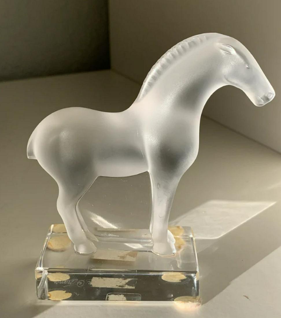 Lalique Signed France Crystal Tang Horse Figure. Made in France: Lalique France Crystal Tang Horse Figure Measures Approx 4 inches