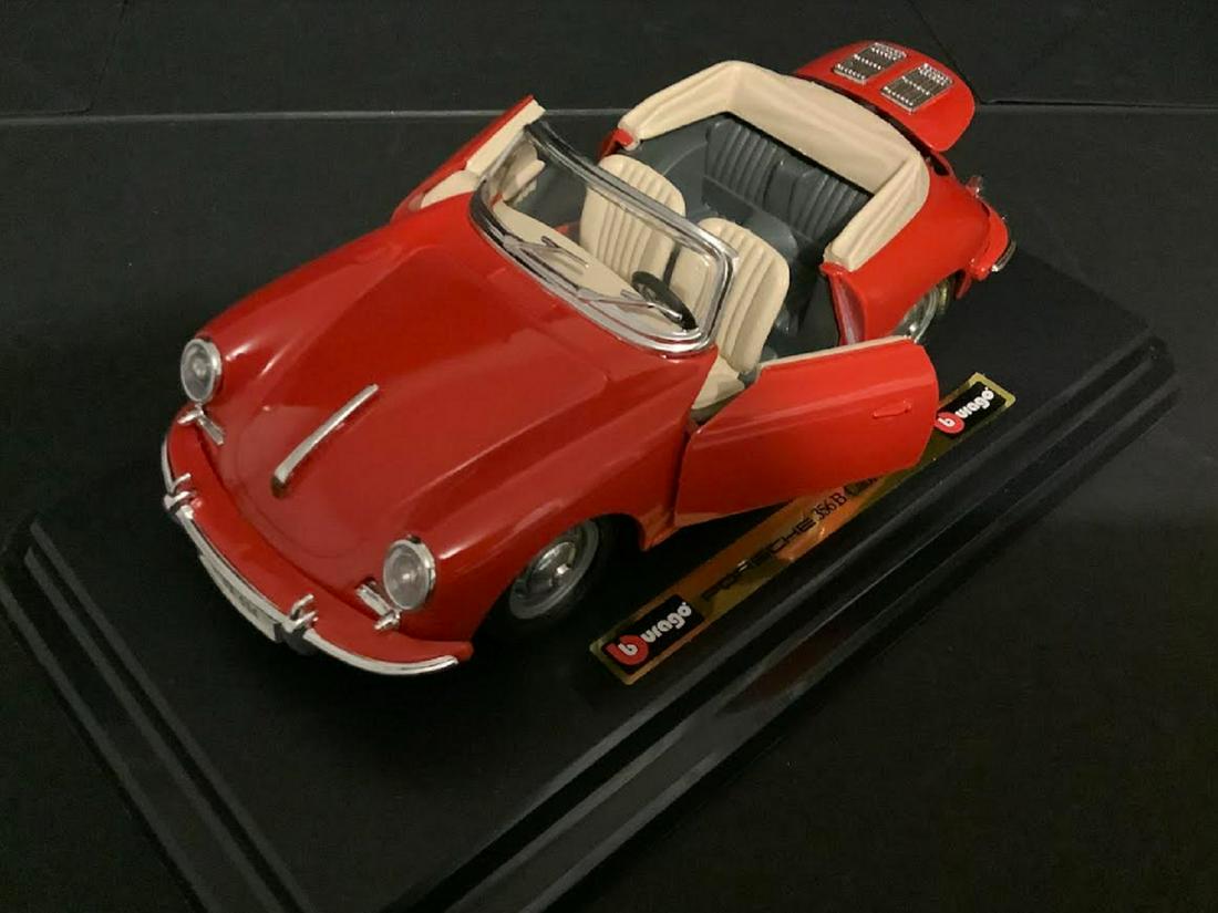 Burago Red Porsche 356B Cabriolet 1/24 Scale Vehicle with base 1961 (1 of 4)