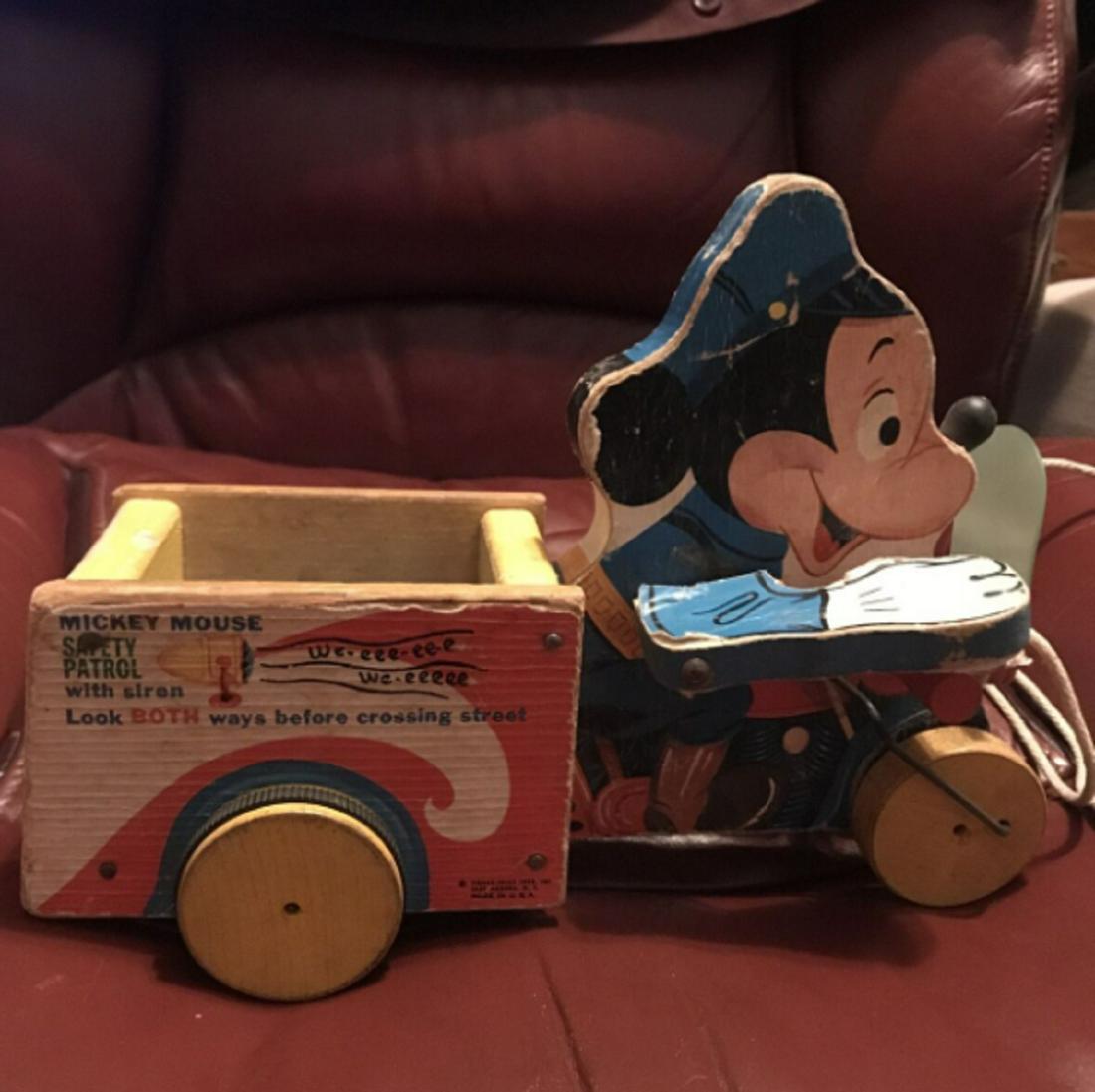 Fisher Price Mickey Mouse Safety Patrol  Pull Toy FP-733 Working Siren 1956 (1 of 3)