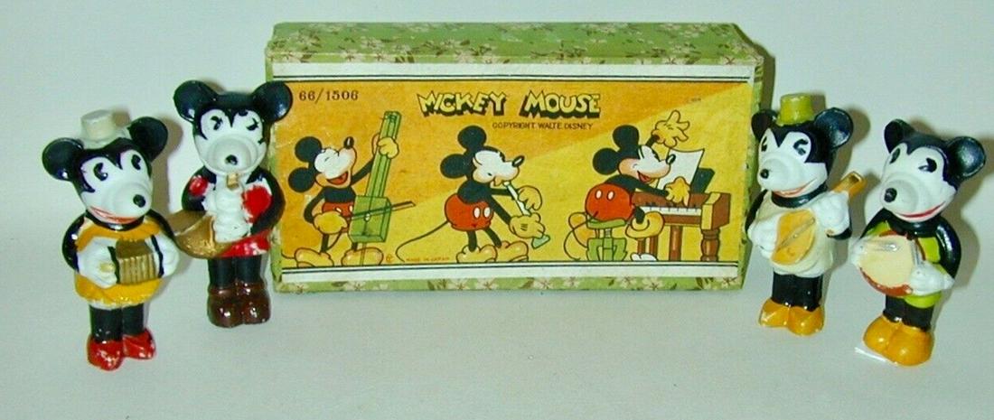 Mickey Mouse & Minnie 4 Bisque Musicians Original Box Japan 1930s RARE FIND! (1 of 10)