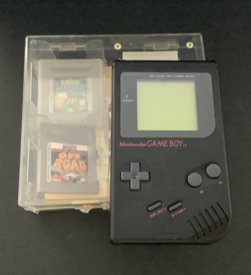 Nintendo original Gameboy Play it Loud edition with Kirby and Offroad cartridge games, Case and Box (1 of 5)