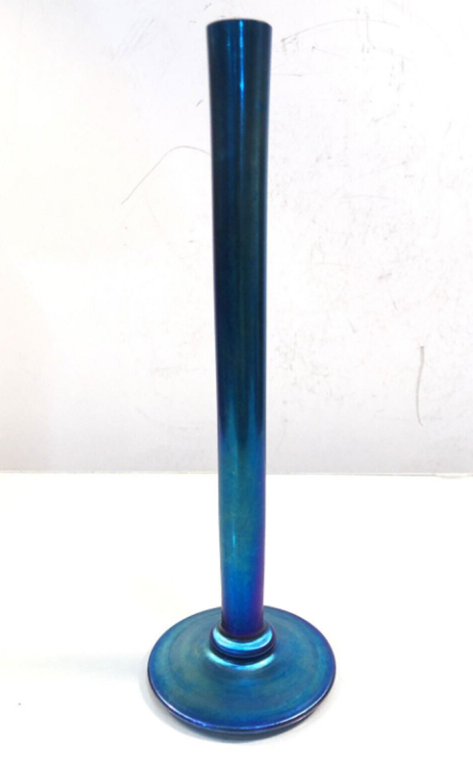 Steuben Blue Aurene Stick Flower Rose Bud Vase Excellent Condition! (1 of 5)