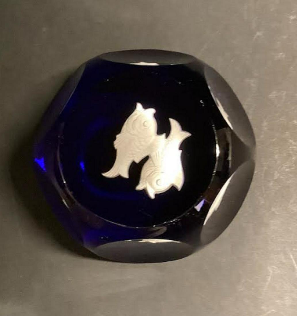 Signed Baccarat Cobalt blue  paperweight (1 of 5)