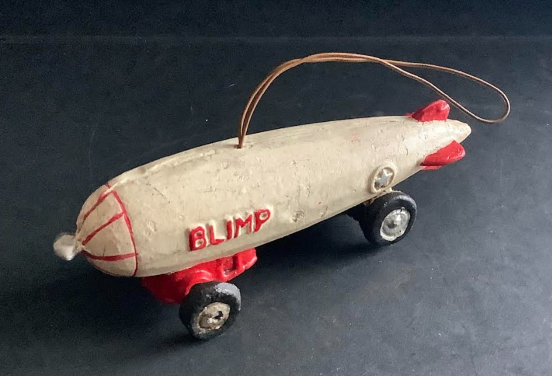 Hubley Cast Iron Red & White Blimp Pull Toy (1 of 1)