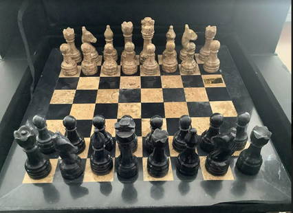 Marble Chess Set Handmade Chess Set and Case: Marble Chess Set 12 inch Handmade Chess Set and Case