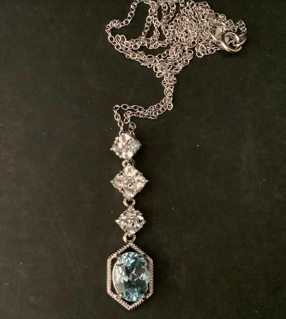 Sterling Silver Topaz With Diamond Accent Gem Set Pendant necklace (1 of 4)