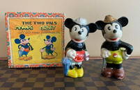 DISNEY GEORGE BORGFELDT Mickey & Minnie Mouse Figurines  with Box JAPAN 1934