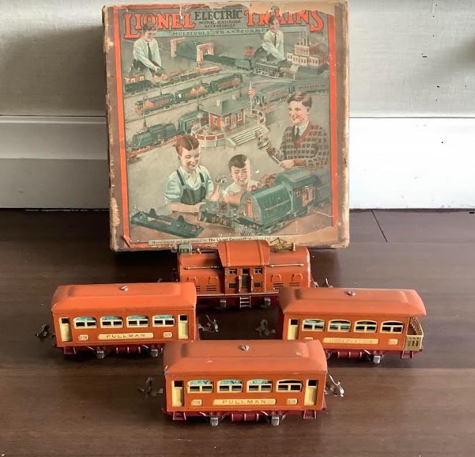LIONEL TRAIN PREWAR SET WITH ORIG BOX Terra-Cotta : #252 Loco, 529-530 Cars (1 of 7)