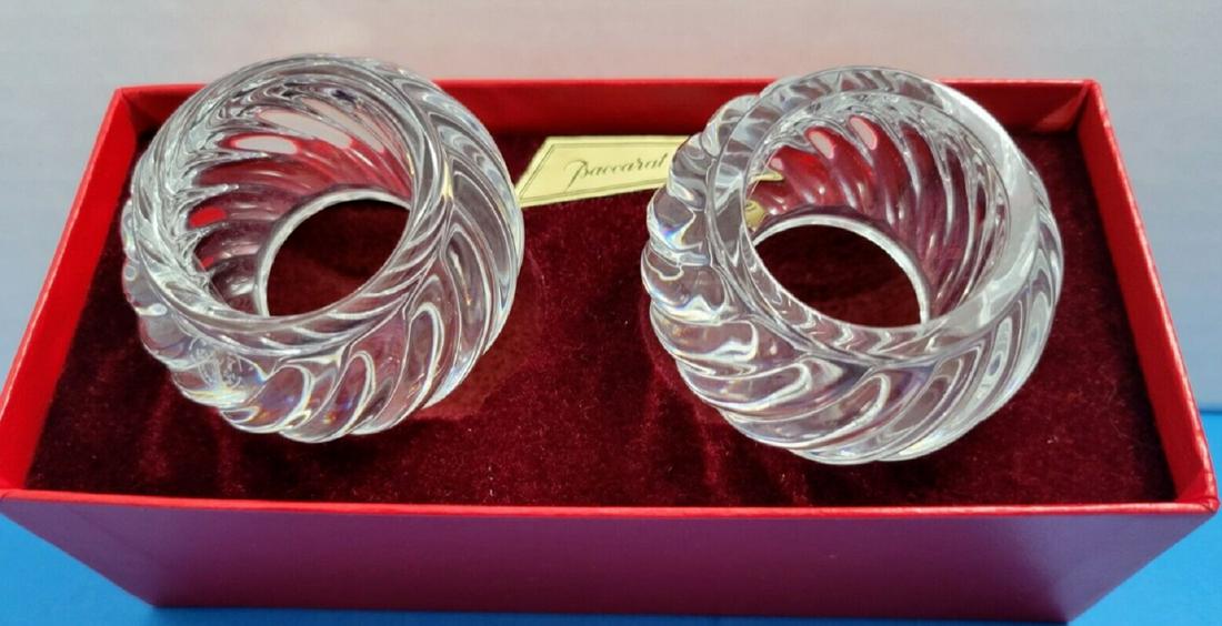 Baccarat Signed Crystal Pair Napkin Rings with Box (1 of 2)