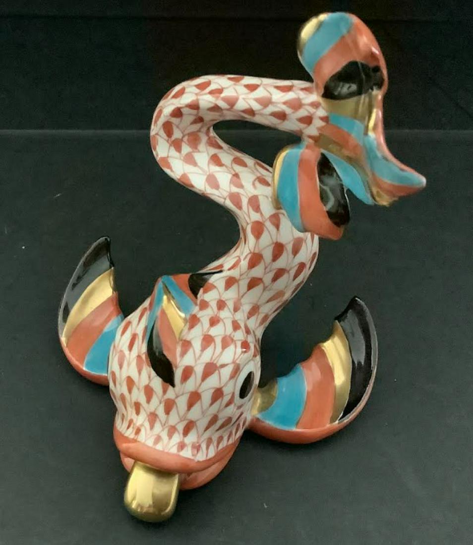 HEREND PORCELAIN SIGNED FISHNET RUST KOI FIGURINE (1 of 5)