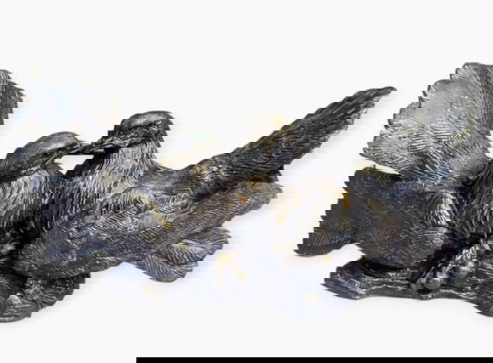 Maitland Smith Bronze Love Birds Sculpture With Beautiful Petina