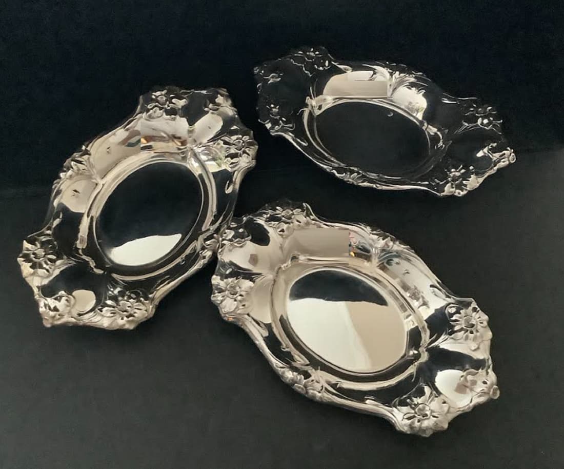 STERLING SILVER TRIO  BOWL DISHES  REED & BARTON "NARCISSUS" 1948 (1 of 3)