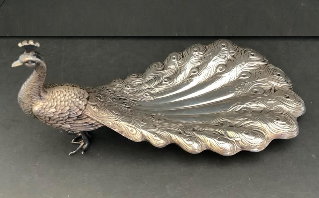 Gorham Sterling Silver Peacock Dish Figurine 1920 (1 of 7)