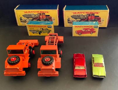 MATCHBOX LESNEY K-3 HATRA TRACTORS SHOVEL KING SIZE with two other VEHICLE W/ BOX: MATCHBOX LESNEY K-3 HATRA TRACTOR SHOVEL KING SIZE VEHICLE W/ BOX, Matchbox vehicle 62 Mercury Cougar with box,Matchbox vehicle 24 Rolls Royce Silver Shadow with box,