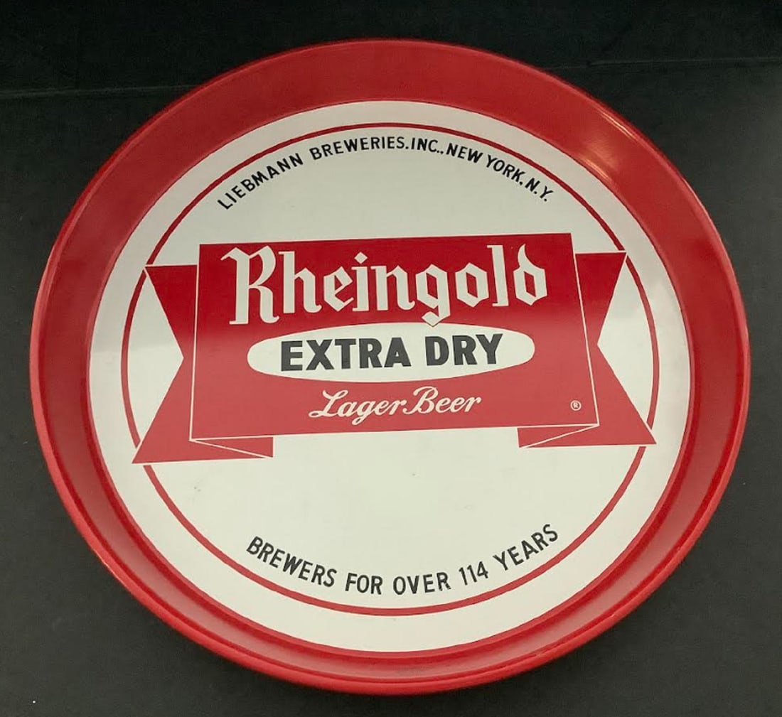 TIN LITHO RHEINGOLD EXTRA DRY LAGER BEER TRAY (1 of 4)