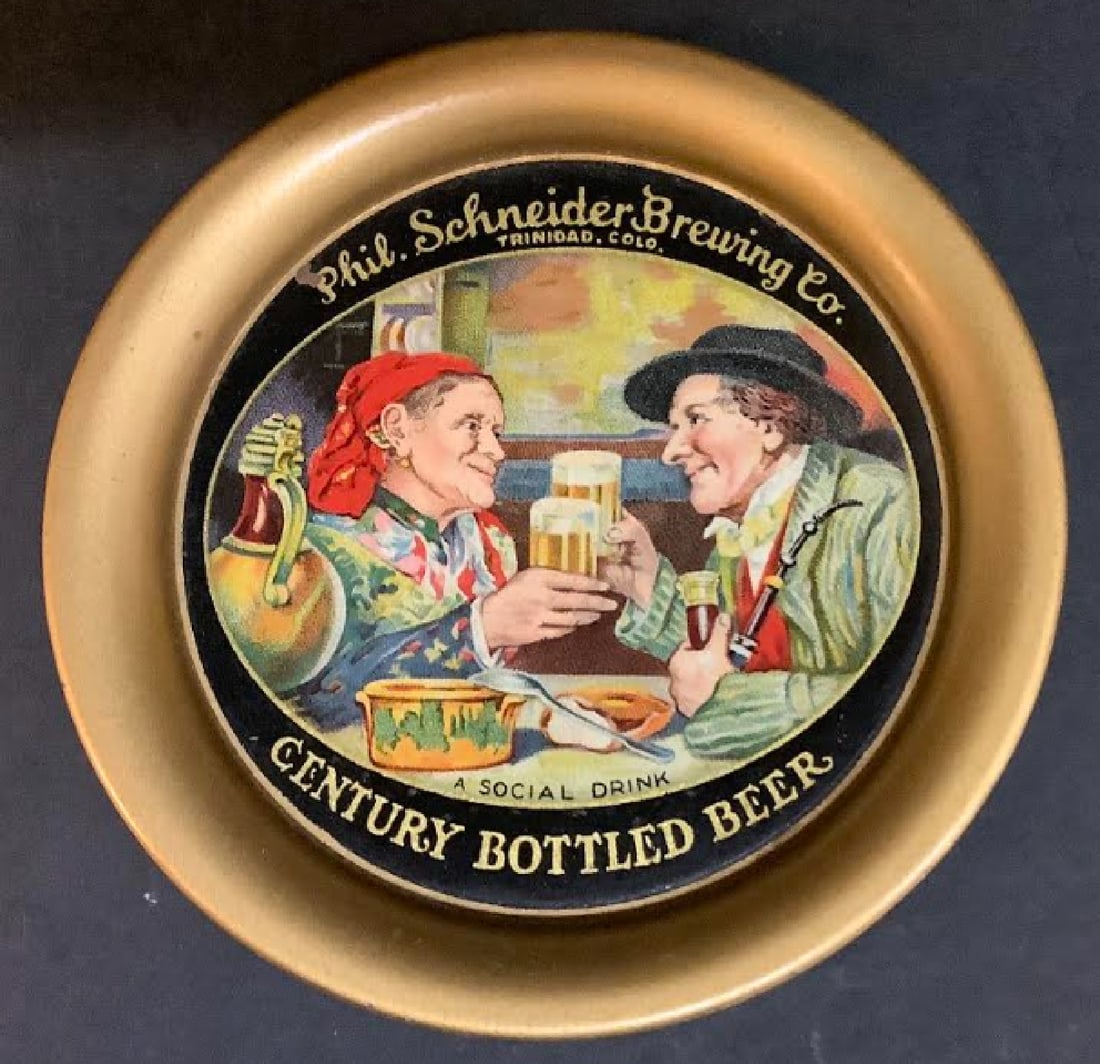 PRE PROHIBITION TIN LITHOGRAPH  P Schneider Brewing Co â€“ Beer Tin Advertising Tip Tray â€“ (1 of 4)
