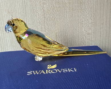 SWAROVSKI Crystal Jungle Beats Yellow Parakeet Lechee With Box: SWAROVSKI Crystal Jungle Beats Yellow Parakeet Lechee With Box. Measures approx 3 1/2 inches. Designed by Martin Zendron.