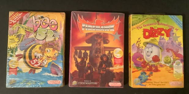 NES Nintendo Entertainment System New Factory Sealed BY CAMERICA Set of 3: Firehawk, Bee 52 and the Fantastic Adventure of Dizzy ,NES Nintendo Entertainment System New Factory Sealed by Camerica LTD Inc. ORIGINAL Written by Codemasters