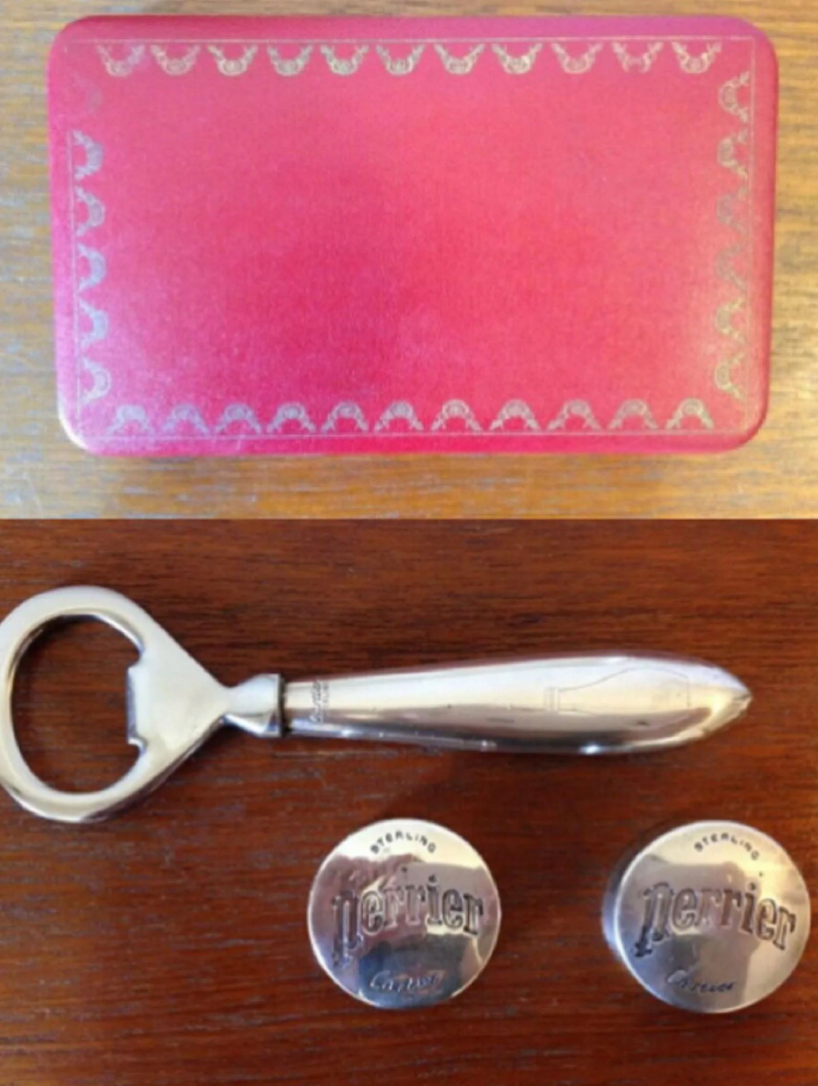 Cartier Sterling Perrier Rare Bottle Opener and Corks Perrier with box (1 of 5)