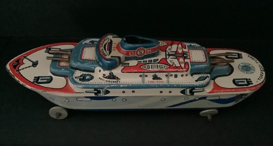 Wyandotte tin Battle ship Torpedo Tubes: Wyandotte tin Battle ship Torpedo Tubes. Measures approx 7.25 inches long