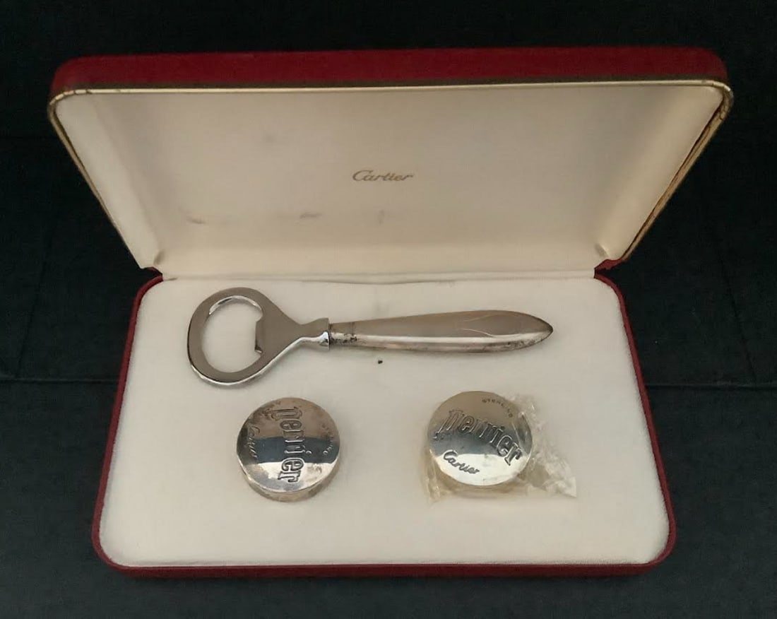 Cartier Sterling Perrier Rare Bottle Opener and Corks Perrier with box (1 of 6)
