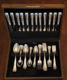 Tiffany & Co Sterling Silver WAVE EDGE Flatware SET 12 With Case