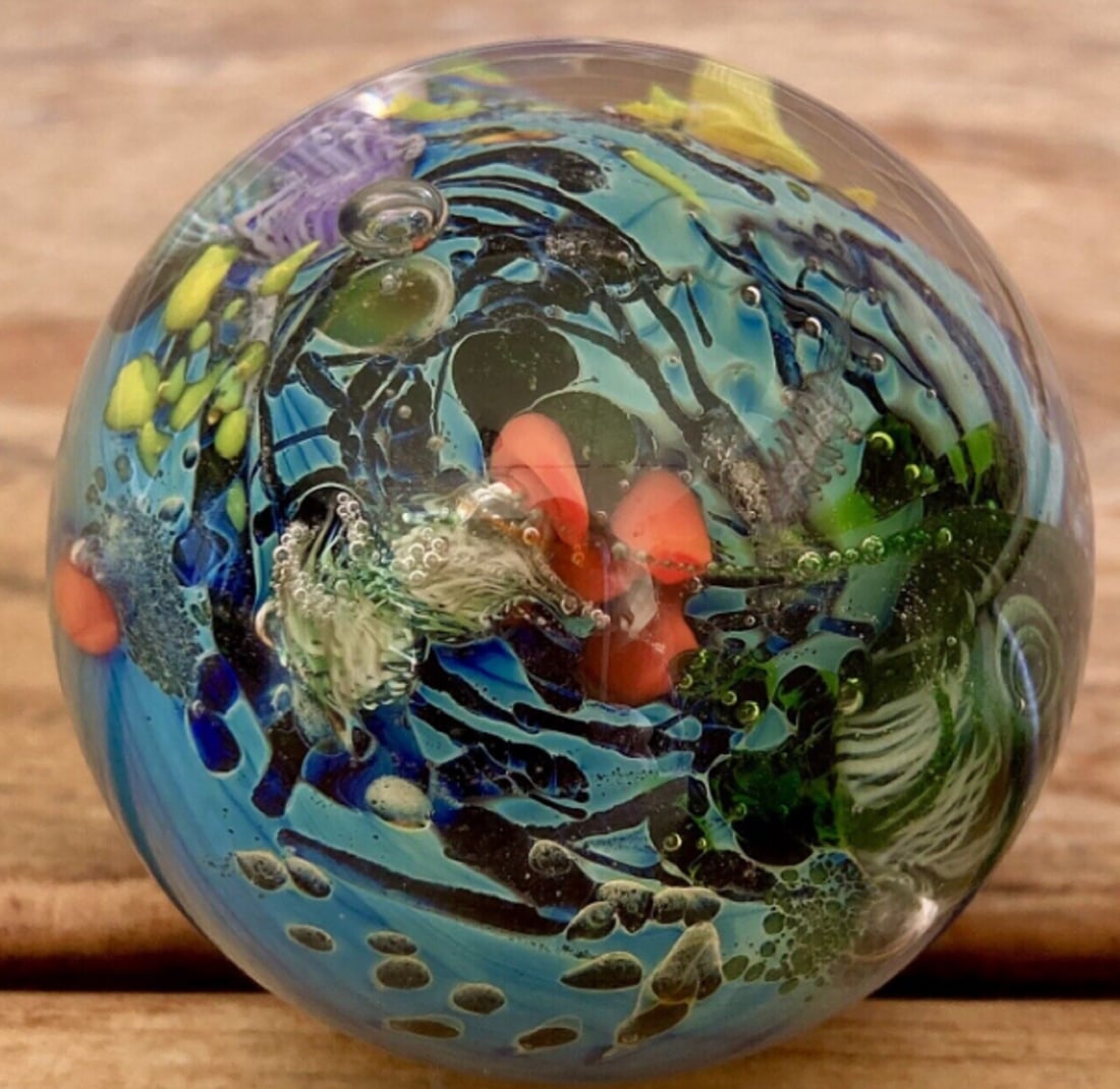 JOSH SIMPSON SIGNED ART GLASS PLANET MARBLE (1 of 3)