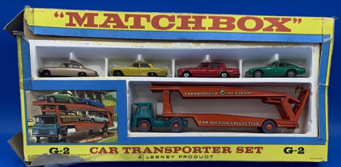MATCHBOX LESNEY G-2D Car Transporter Gift Set 1965 WITH ORIG BOX (1 of 4)