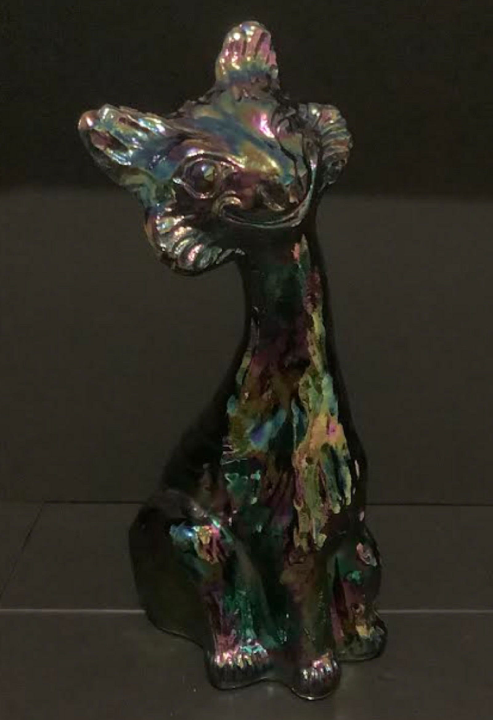 Fenton Carnival Art Glass Winking Smiley Alley Cat. Has Beautiful Iridescent Carnival of Colors.: Fenton Carnival Art Glass Winking Smiley Alley Cat. Has Beautiful Iridescent Carnival of Colors. Cute and adorable all in one