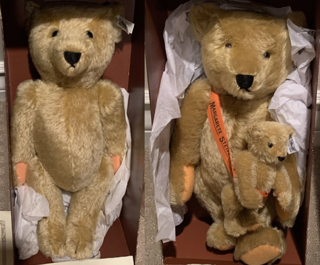 STEIFF BEARS  Papa 18”, Mama and Baby Bear WITH ORIGINAL BOXES (1 of 4)