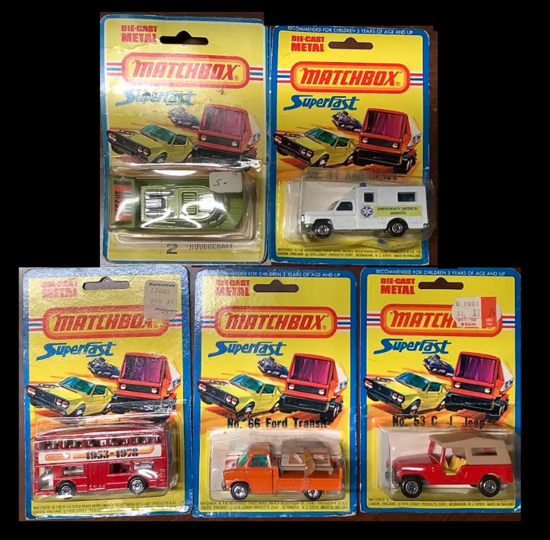 MATCHBOX ORIGINAL BLISTER PACK DIE CAST METAL 5 VEHICLES: MATCHBOX ORIGINAL BLISTER PACK DIE CAST METAL 5 VEHICLES