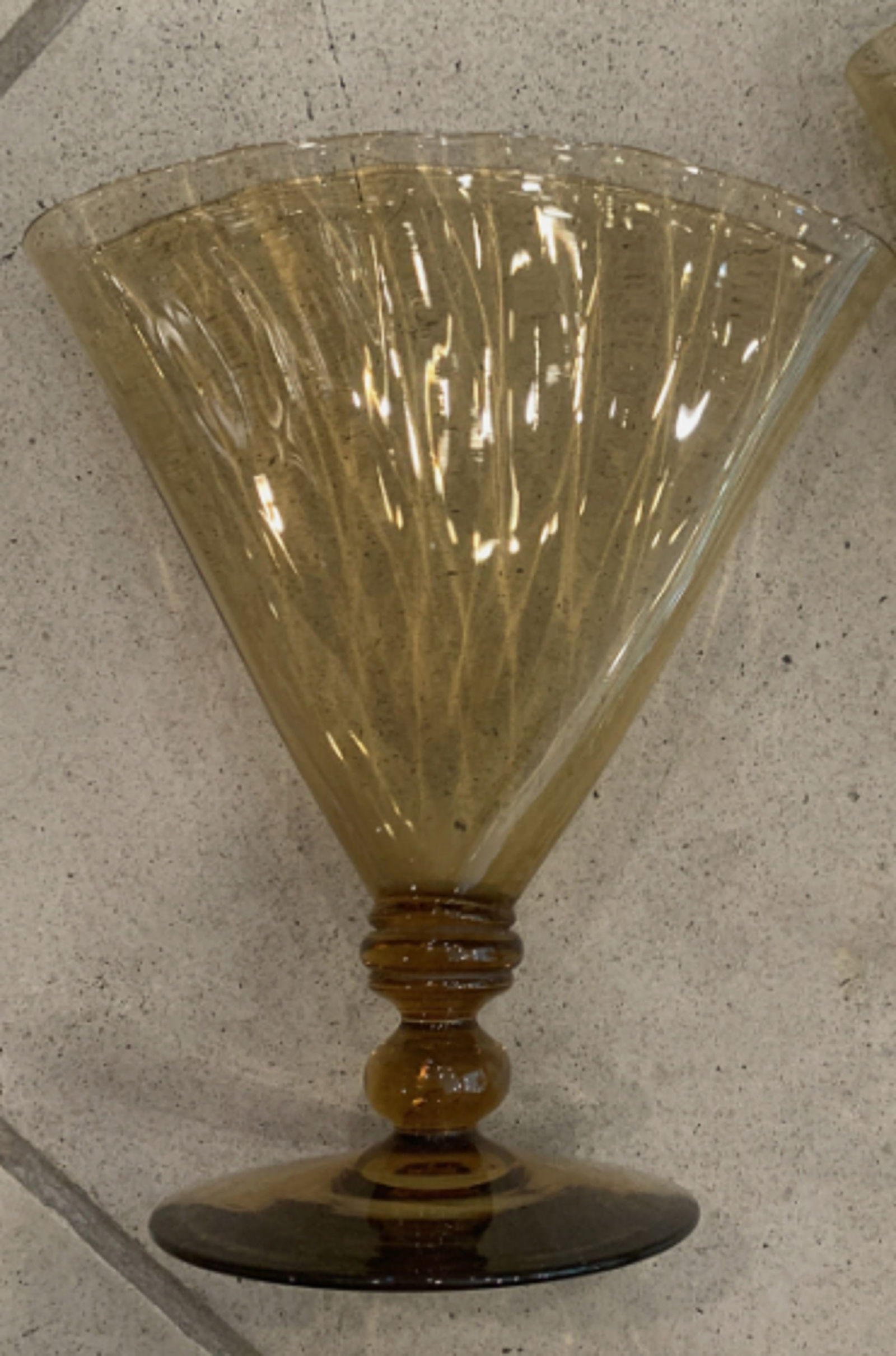 Steuben Signed Amber Ribbed Fan Vase (1 of 1)