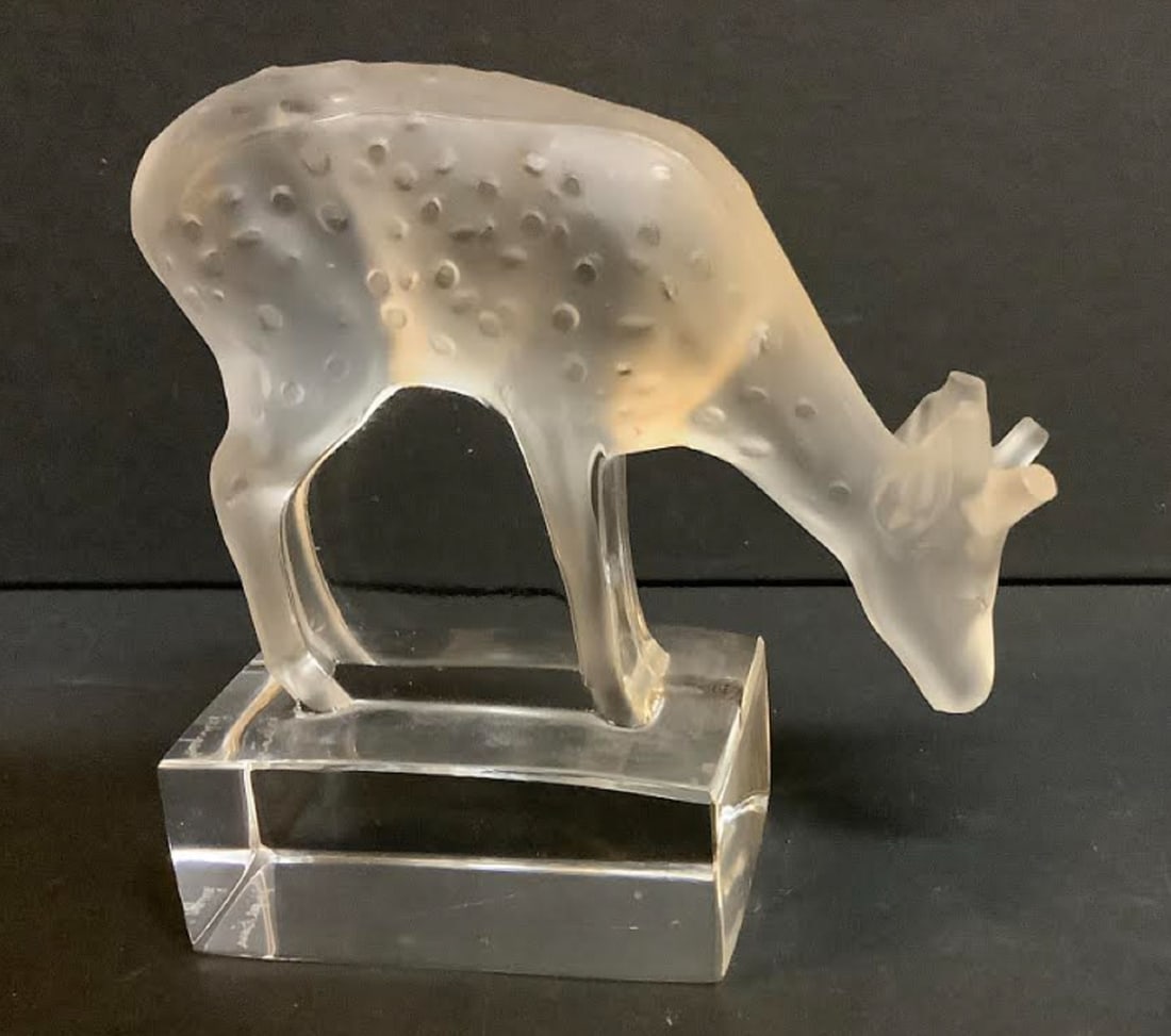 Lalique Signed Crystal Deer Made in France (1 of 5)