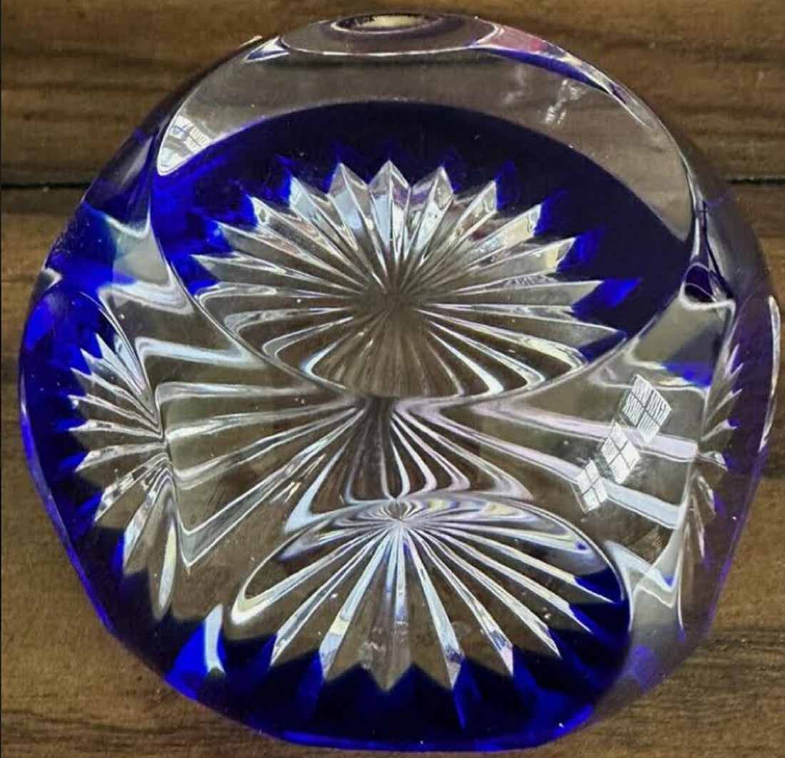Baccarat Signed Cobalt Blue Paperweight Made In France (1 of 6)