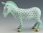 Herend Signed Porcelain Green Zebra Figurine With 24k  Gold Accents