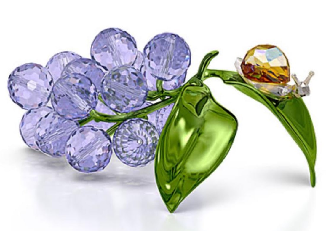 Swarovski Signed CRYSTAL IDYLLIA SNAIL AND BLUE BERRIES  WITH BOX (1 of 5)