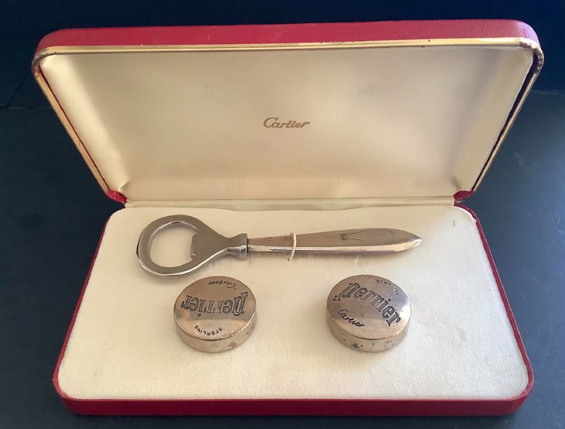 Cartier Sterling Perrier Rare Bottle Opener and Corks Perrier with box (1 of 6)