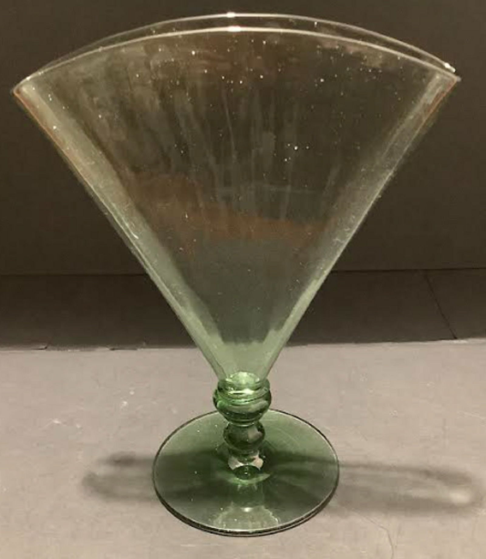 Steuben Signed Green Ribbed Fan Vase (1 of 4)