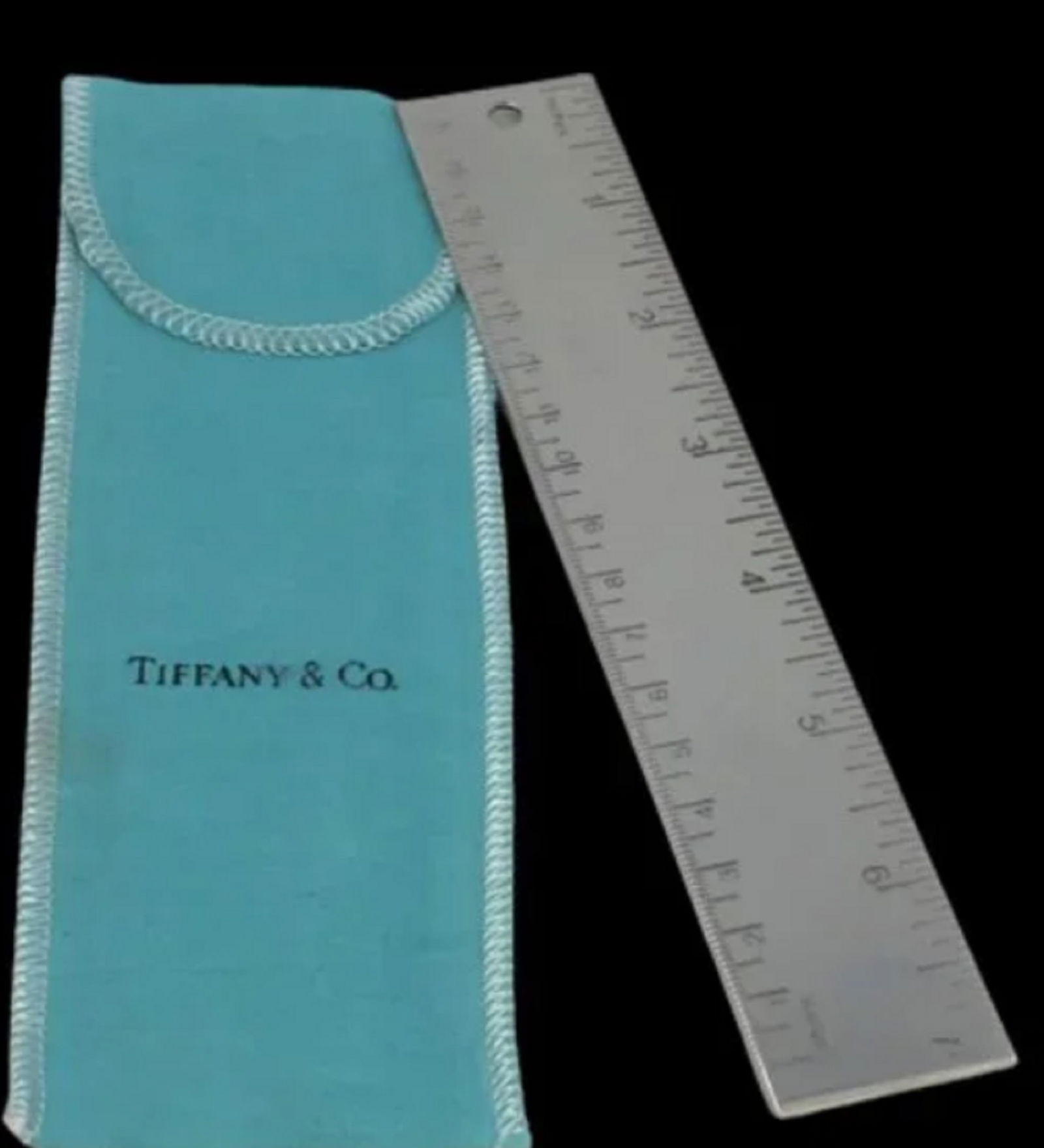 Pair of Tiffany & Co. Silver Metric Ruler With Pouch (1 of 2)