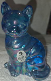 FENTON CARNIVAL GLASS ART CAT WITH STICKER: FENTON CARNIVAL GLASS ART CAT WITH STICKER