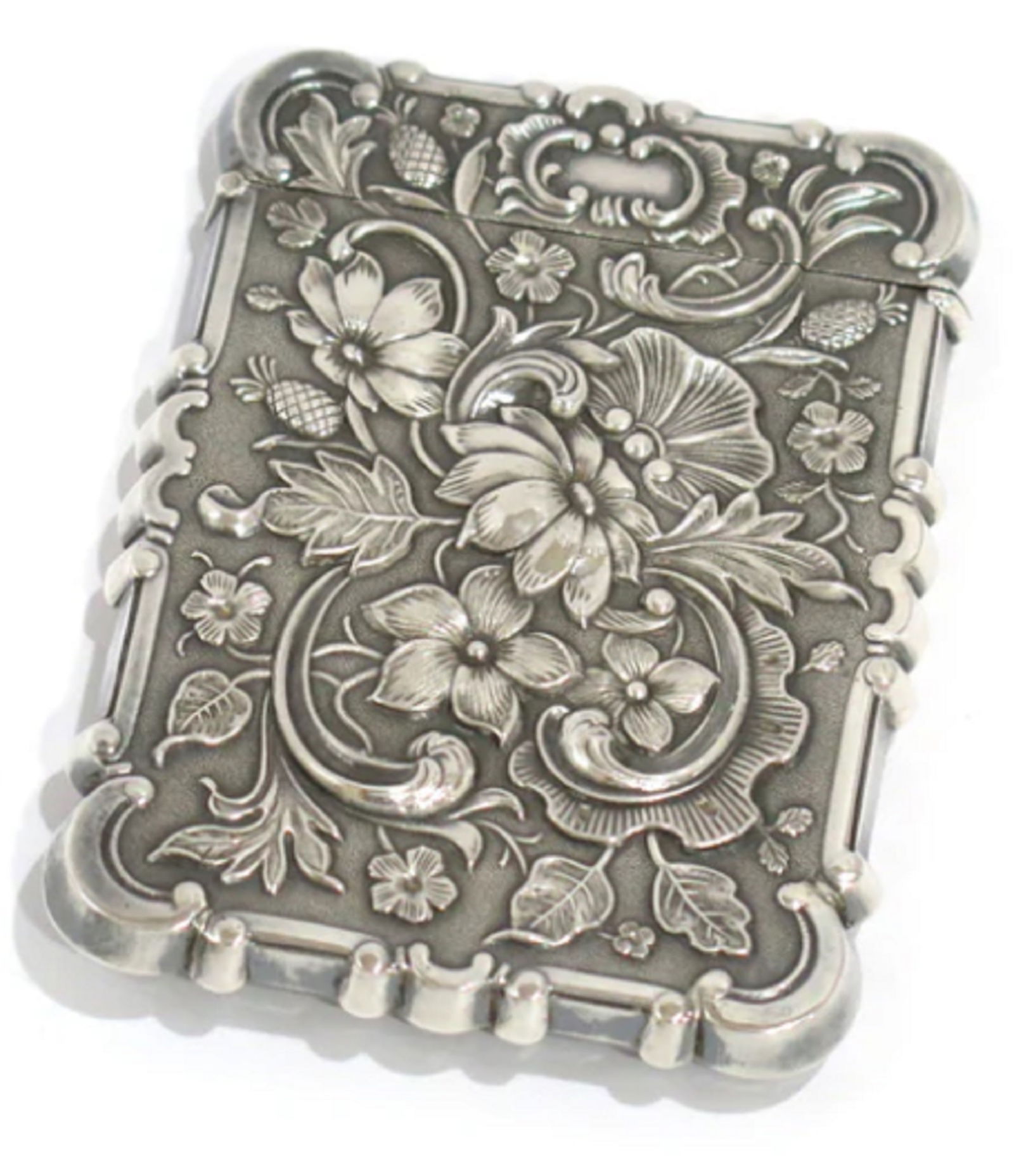ABBEY SUSSEX  STERLING SILVER ANTIQUE ENGLISH BATTLE FLORAL CARD CASE (1 of 4)
