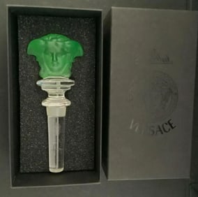VERSACE Rosenthal "Medusa" Crystal Designer Wine Bottle Stopper With Box