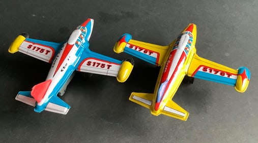 Tin Friction Toy Airplanes Made in Japan