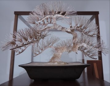 STERLING SILVER JAPANESE BONSAI TREE BY MITSUNORI  MASTERLY HAND- CRAFTED WITH DISPLAY CASE