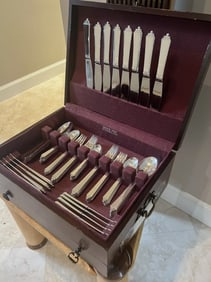 Georg Jensen  Sterling Silver Pyramid Flatware Service Set of 8