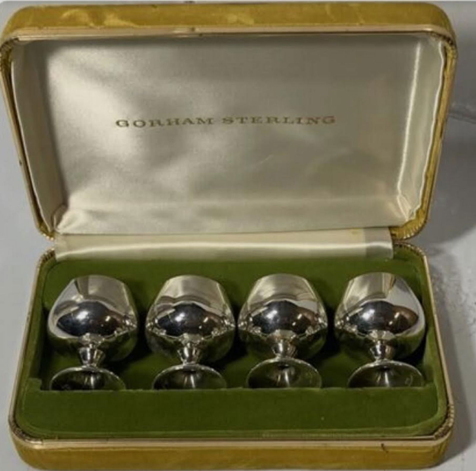 GORHAM STERLING CORDIAL  GOBLET CUPS WITH ORIG VELVET BOX 4 (1 of 4)