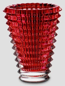 Baccarat Signed Crystal Red Eye Vase made in France